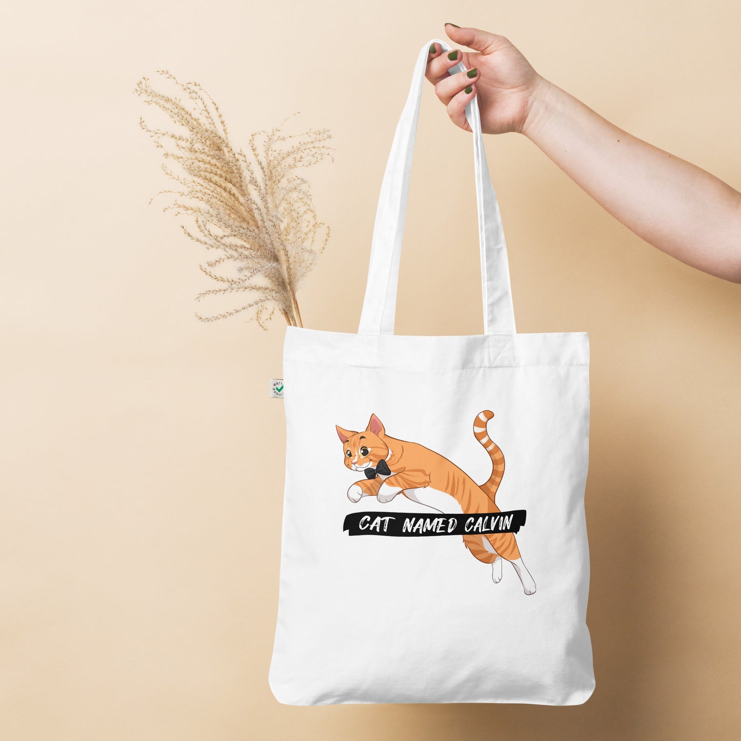 Leaping Calvin organic tote bag