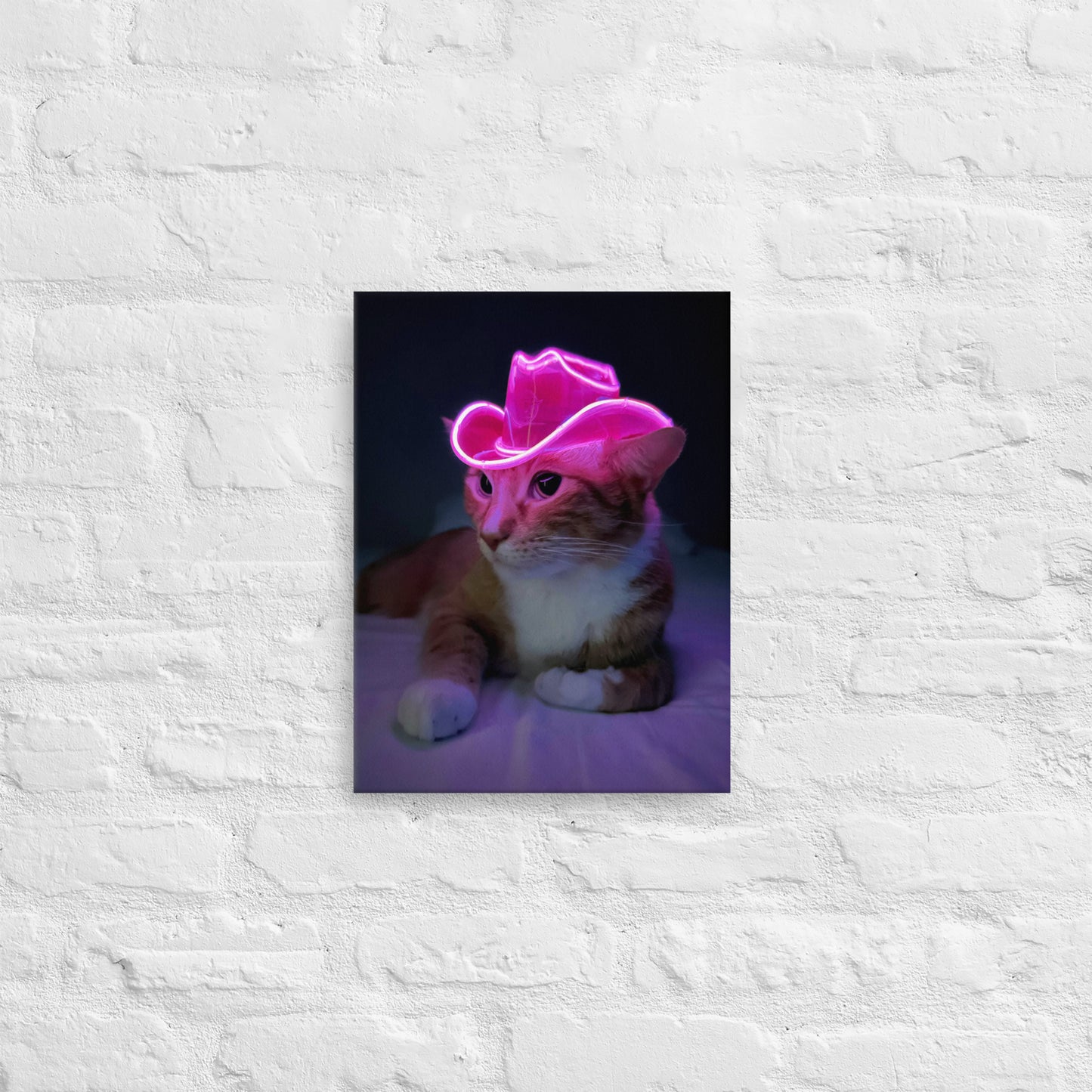 Neon Meowdy Thin Canvas Print