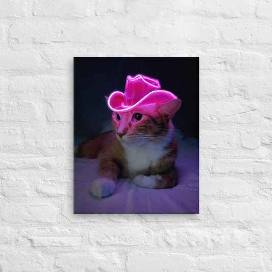 Neon Meowdy Thin Canvas Print